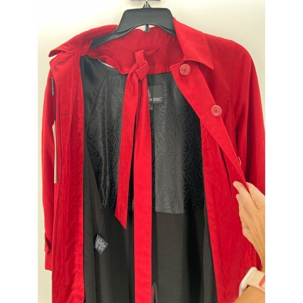 London Fog Rain Coat Womens Medium Petite MP Button Red Water Repellent - Picture 9 of 15